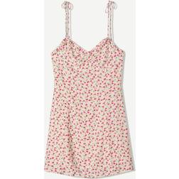 Bershka Printed Strappy Mini Dress - White