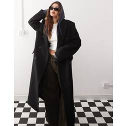 Weekday Logan Wool Blend Oversized Double Breasted Coat - Black