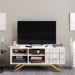 Decorotika North White & Gold TV Bench 130x58.6cm