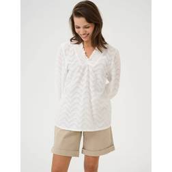 Kaffe Victoria Cotton Textured V-Neck Blouse - White