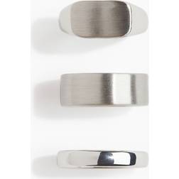 H&M Men Silver Coloured 3-Pack Rings
