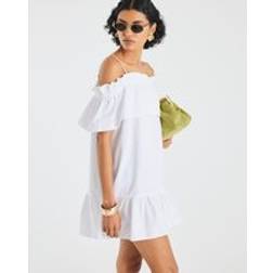 River Island Ruffle Bardot Mini Dress - White