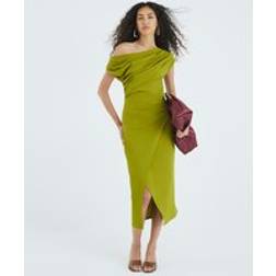 River Island Womens Green Asymmetric Draped Midi Dress