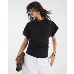 River Island Ruched Side Kimono Sleeve T-Shirt - Black
