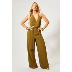 Misspap Wide Leg Going Out Jumpsuit - Green