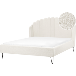 Beliani Boucle Shell Headboard Double Size Frame Bed