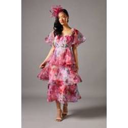 Coast Organza Tiered Dress - Pink