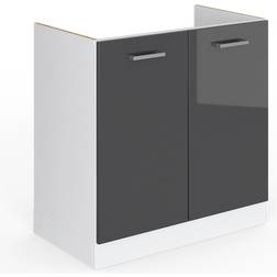 Vicco Meuble Bas Sous-évier R-Line Haute Brillance - Gris