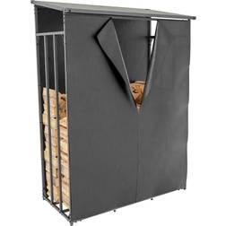 CLP Cobertizo Para Leña Con Lona Protectora Impermeable Metal Antracita 70x130x185 cm