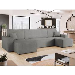 Mirjan24 Hobson Bäddsoffa Dubbeldivan 4-sits i Plysch Grå Soffa 4-sits