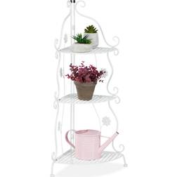 Relaxdays Vit Blomhylla Metall 3-Stegs Växthylla 82.5 x 31 x 31 cm