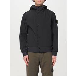 Stone Island Men's Softshell Jacket with Button Closure - Black