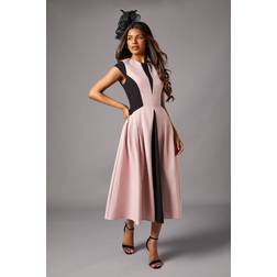 Coast Petite Crepe Colour Block Midi Dress - Pink