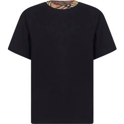 Burberry Check Trim Cotton T-shirt - Black