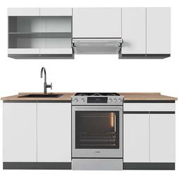 Vicco Cuisine R-Line 200 cm PT Chêne - Blanc/Anthracite