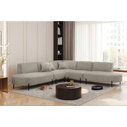 Fun-Möbel Ecksofa Designersofa Valencia Stoff Noel Hellgrau Sofa