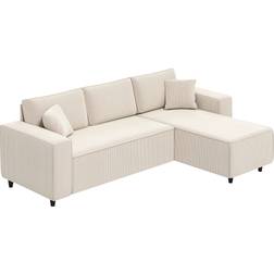 Homcom Ecksofa 3-Sitzer L-Form Eckcouch Cremeweiß Sofa