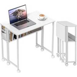 Homcom 80 cm Foldable Computer on Wheels Writing Desk