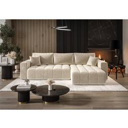 Fun-Möbel Ecksofa Schlafsofa Camila Stoff Monolith Creme Sofa 210cm