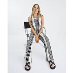 River Island Womens Black Stripe Wide Leg Trousers