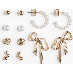 H&M Dame Guld Hvid 6 Par Øreringe