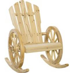 OutSunny Wooden Adirondack Rocking Chair Natural