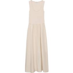 Mango Evasé-Kleid Kombiniertes Stoff Damen - Ecru