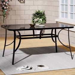 Living and Home Tempered Glass 4 Seater Rectangular Garden Dining Table