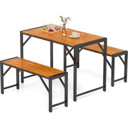 Costway 3-Pieces with Outdoor Picnic Table Patio Dining Set