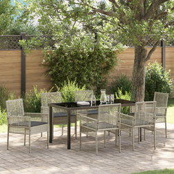 vidaXL 7 Piece Garden Light Grey Patio Dining Set
