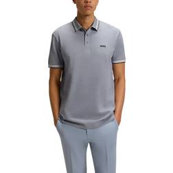 BOSS Cotton Regular Fit Short Sleeve Polo Shirt - Grey