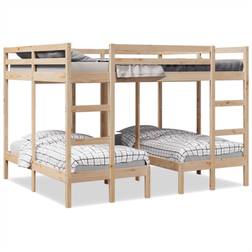vidaXL 3 Platser 160x200x160 cm Massiv Furu Våningssäng