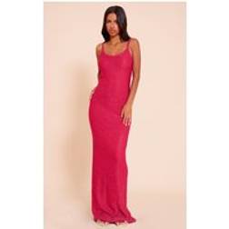PrettyLittleThing Petite Sequin Knitted Maxi Dress - Bright Pink
