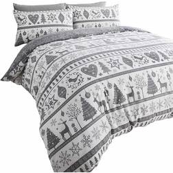 Portfolio Home Noel Xmas Snowflake Duvet Cover White, Grey (200x135cm)