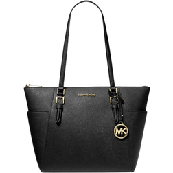 Michael Kors Charlotte Large Saffiano Leather Top Zip Tote Bag - Black