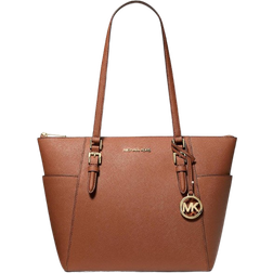 Michael Kors Charlotte Large Saffiano Leather Top Zip Tote Bag - Luggage
