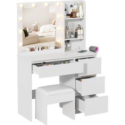 Makeup Vanity White Dressing Table 15.8x35.4" 2pcs