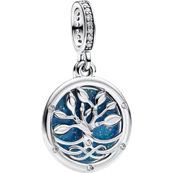Pandora Glow In The Dark Infinity Tree Double Dangle Charm - Silver/Blue/Transparent