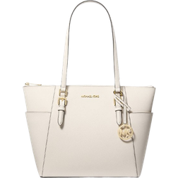 Michael Kors Charlotte Large Saffiano Leather Top Zip Tote Bag - Natural