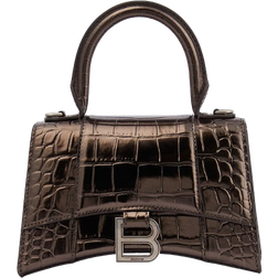 Balenciaga Hourglass XS Croc Effect Tote Bag - Metallic