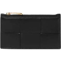Bottega Veneta Intrecciato Zip Around Wallet Womens - Black