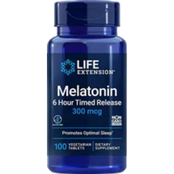 Life Extension Melatonin 6 Hour Timed Release 300 mcg 100 Vegetarian Tablets