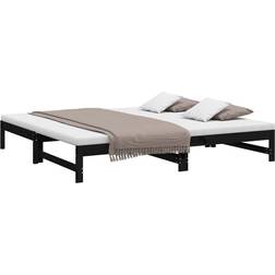 vidaXL Extendable Solid Pinewood Black Soffa 102cm