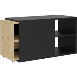 FMD Unit Black/Artisan Oak TV Bench 133.5x49.2cm