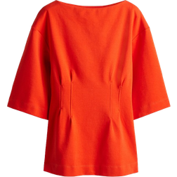 H&M T-shirt with Defined Waist - Bright Red