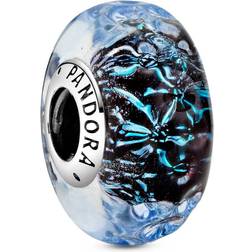 Pandora Wavy Murano Glass Ocean Charm - Silver/Blue