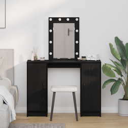 vidaXL with Led Lights Black Oak Dressing Table