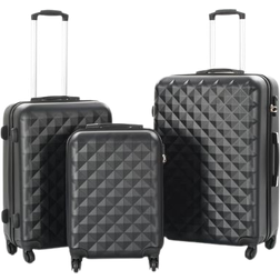 vidaXL Hardcase Suitcase 3 stk. - Black