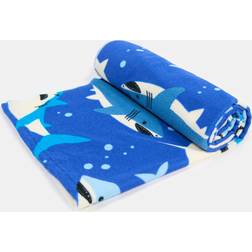 OHS Shark Under Sea Print Beach - Royal Bath Towel Blue (152x71cm)