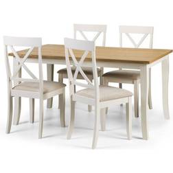 Julian Bowen Davenport Rectangular Off White Dining Set 90x150cm 5pcs